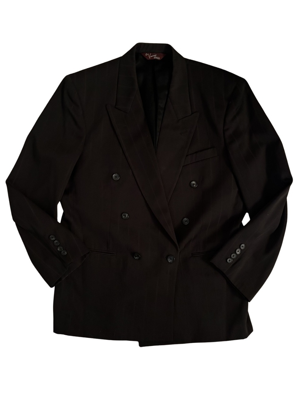 Vincenzo d’Italia Double-Breasted Black Shadow Stripe Blazer